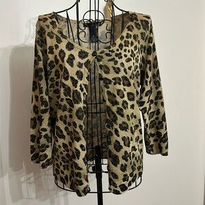 Leopard pattern cardigan.